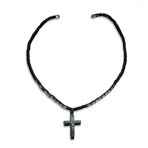 Pendant Necklaces Men Women Magnetic Black Hematite Necklace Cross Jewelry Gift