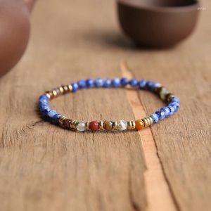 Strand Yuokiaa Natural Stone Women's 4mm Agate Blue Dot Quartz Bead Armband med Spiritual Healing Meditation Jewelry Gift