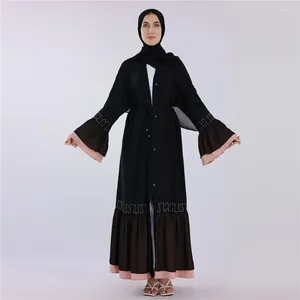 Roupas étnicas abertas abaya feminino de renda muçulmana Diamantes Cardigan Maxi Dress Turquia Arab Dubai Eid Ramadan Kaftan Islâmico Robe Longo Jalabiya