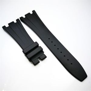 28mm - 18mm Black Rubber Watch Band Strap Bracelet For AP Royal Oak Offshore 42mm Models196t