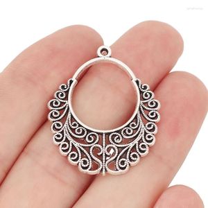 Charms 5 x Tibetan Silver Boho Bohemia Hollow Open Filigree Hängen för DIY örhängen smyckesfynd tillbehör 35x29mm