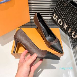 Elbise ayakkabıları kadın slingback pompa süslü sandalet yüksek topuklu ayak parmakları fırçalanmış deri