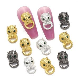 Decorazioni per le nail art 10 pezzi in lega 3D Leopard Knocker Gold Black Charm Gioielli per accessori per manicure fai -da -te fornitura