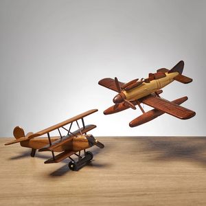 Nordic Home Decor Innenholz Flugzeug -Flugzeug Skulpturen und Statuetten Skulpturen Figuren Auto Miniatur Dinge Süßes Zimmerdekor 231222