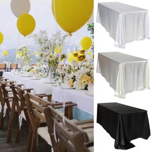 Black White Wedding Satin Table -bordsduk Rektangel för El Banquet Party Events Decoration Table täcker Topper Overlay 231221