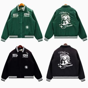 23fw HellStar haftowana haftowana kurtka z zapinana na zamek błyskawiczne American Men 'S Hip Hop Loose Bomber Jackets 231221