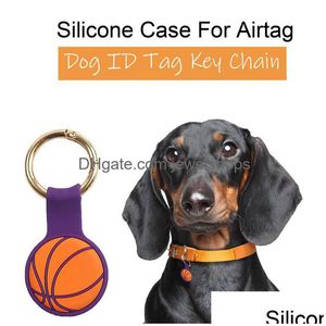 Ключевые кольца модные ключевые кольца сети Sile защитные чехлы для Airtag Anti-Lost Device Device Finder Tracker Losator Sags Diy Pet Dog Dhhyl
