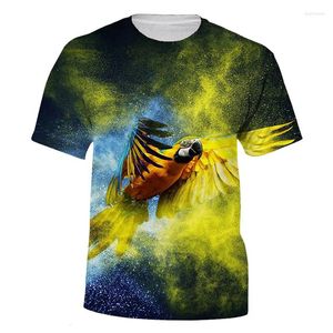 Męskie koszule Parrot Zwierzęta wzór 3D Drukuj mężczyźni Kobieta T-shirt z krótkim rękawem Streetwear Owwony harajuku dla dzieci Tops Tees Ubranie
