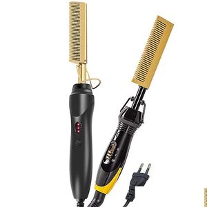 Hair Straighteners Hair Straightening Brush Straightener Flat Iron Smoothing Heating Comb Pressing Straight Curling Electric 220623 Dr Dhdxv