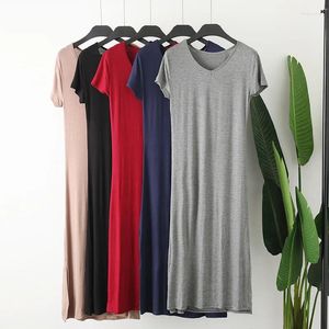 Kadınların Pijama Konforu Modal Gece Elbise Kadın Kısa Kollu Nightgown Kadın Seksi Elbise Bayanlar Solid Homewear