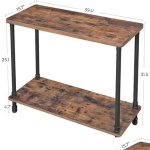 Vardagsrumsmöbler Console Soffa Iron Pipe Ben och 12 Inch Thick Top Easy Assembly Accent Table for Hallway Entryway Room3218801 Dr DH6EY
