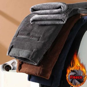 Herr jeans vinter mäns fleece corduroy byxor affärsmode klassisk stil tjock varm stretch byxor manliga märke kläder j231222