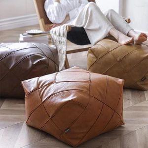 Kudde marockansk med fyllning fyrkantig futon hem tatami handgjorda läder pir lat beanbag bb dekoration