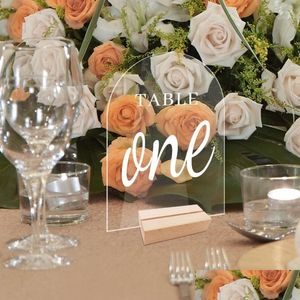 Party Decoration Transparent Desk Display Holder Acrylic Table Sign Wooden Base For Banquet Wedding Parties Menu Place Card El Xxub D Dhaid