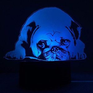3Dかわいいパグドッグナイトライトタッチテーブルデスク光学幻想ランプ7カラーチェンジライトホームデコレーションクリスマスバースデーギフト294G