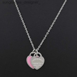 Pendant Necklaces New Arrival Double Heart Enamel Ladie Forever Stainless Steel Necklace Drift Bottles Jewelry Wholesale Gift For WomenL231222