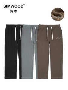 Men's Pants SIMWOOD 2023 Autumn Winter New Warm Fleece Lined Wide Leg Trousers Men Elastic Waist Plus Size Sweatpants Tracksuits Pants J231222