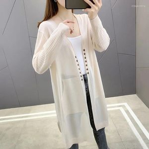 Doman's Knits Ice Silk pusta dzianina kardigan ochrony przeciwsłoneczne odzież damska Długie płaszcze Letnie klimatyczne koszule AQ915