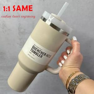 Новые готовые к отправке розовый фламинго гаситель Tumblers H2.0 40 унций из нержавеющей стали чашки силиконовой ручки Крышка соломы 2 -го поколения.