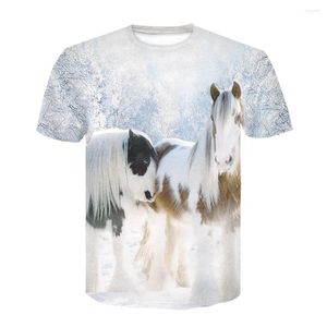 メンズTシャツサマーファッション3Dプリント動物パターン男性/女性Tシャツ馬通りの性格トレンドルーズ特大トップ7xl