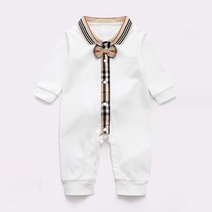 Spring Autumn Baby Boys Rompers Plaid Rompers adorabili tute a maniche lunghe con bowknot toddler girare tuttoni da colletto per bambini abbigliamento per bambini