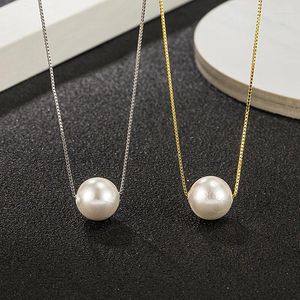 Ketten Single Pearl Halskette 925 Sterlingsilber für Frauen