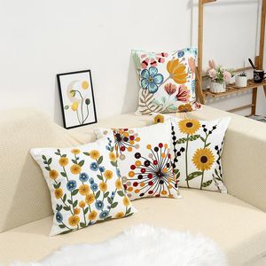 Pamuk tuval çiçek işlemeli yastık kapağı 4545 kırsal kesim sely süs yastık kasa oturma odası lüks ev dekor 231221