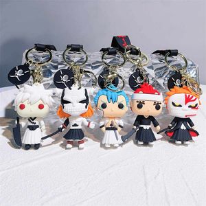 Cartoon Anime 3D PVC Keychain Death Bleach Ichigo Kurosaki Anime Character Design Pendant Car Keychain