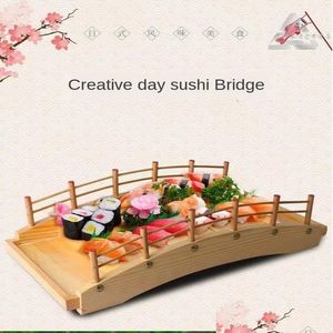 Dishes Plates Japanese-Style Sushi Boat Wooden Arch Bridge Tableware Fresh Seafood Of Sashimi Cooking Platter Dragon Plate Drop Delive Dhh8M