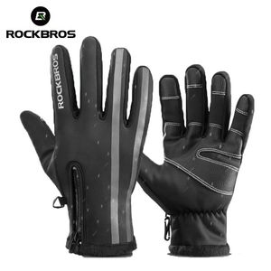 ROCKBROS Cycling Winter Touch Screen Bicycle Gloves Warm Rainproof Full Finger Bike Windproof Thermal Mitten Equipment 231221