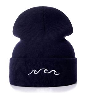 Haftowe kapielki dla mężczyzn dla mężczyzn kobiety dzianina czaszka czapka zimowa czapka hip hop Solid unisex fala morska czapka 4578170