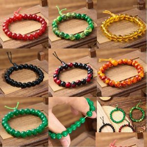 Beaded Strand Natural Advanced Light Luxury Mti Color Glass Bead Bracelet Imitation Agate Crystal Jade Drop Delivery Jewelry Bracelet Dhcpo