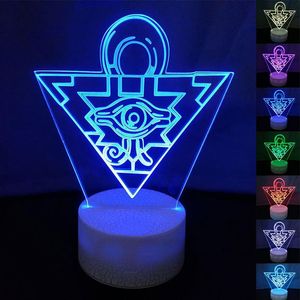 Yu Gi Oh Duel Monsters 3D Night Lights Millennium Puzzle Visual Illusion LED Changing Novelty Desk Lamp2939