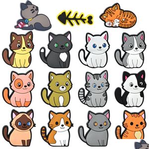 Schuhteile Accessoires Girls Animal Cats Charms Großhandel Kindheitserinnerungen Lustige Geschenkkarikatur PVC Dekoration Schnuckle weiche Gummi Clog otho3