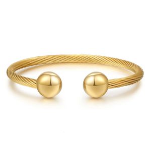 Brand Bangle Gold Color Stainless Steel For Women Jewelry Round Ball Charm Cuff Bangles Men Bracelets 231221