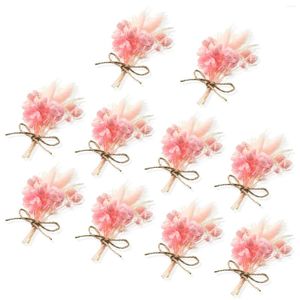 装飾的な花10 PCS VASE DIY CRAFT PO PROPS CARD CARD装飾用のミニドライフラワーブーケウィートボヘミアンウェディングドライ