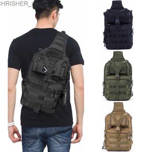 Utomhuspåsar 900D Taktisk militär axelväska 20L Sling ryggsäck Armé bröstväska molle utomhus camping vandring fiske vandring edc backpackl231222