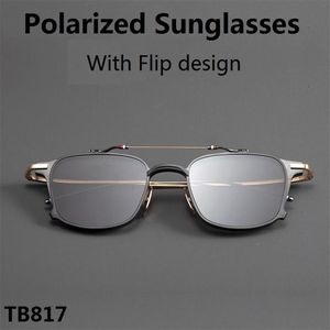 Solglasögon Thom Brand Women Square Frame Flip Clip Myopia Polariserade solglasögon Män receptbelagda glasögon Original Clamshellsung230c