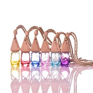 Free DHL 100 6ml Colorful Car Air Freshener Decoration Essential Oil Perfume Empty Bottle High Quality Hang Rope Car Aroma Diffuser Bot Mgpj