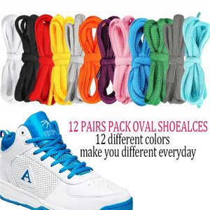 12pairpack spor ayakkabı parlatıcı 12 renk hiçbir esneklik 5mm oval8mm düz eğlence kadınlar müstakil ayakkabı bağcıklı aksesuarlar 231221