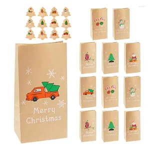 Christmas Decorations Goodie Bags 12pcs Sturdy Party Paper Bag Kraft Treat For Year Candy Chocolate Gift