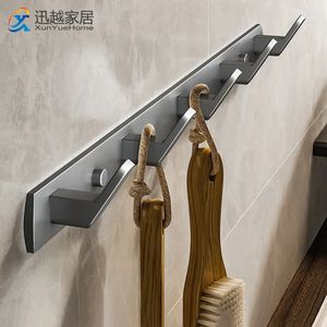 Wall Hooks Hanging Bathroom Coat Hanger Clothes Holder Gun Gray Aluminum Toliet Towel Rack For Home Accessories Key Hook Shelf 231221