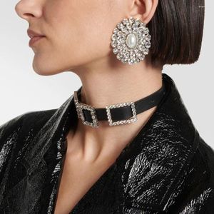Orecchini per borchie Glass Rhinestone Oval Big for Women Fashion Jewelry Brand Show Lady's Collection Accessori