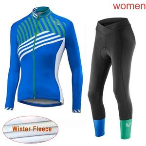 Set Liv Team Cycling Winter Thermal Fleece Jersey Pants Set Women Keep Warm Ropa Ciclismo MTB Pro Bicycle Clothing Bike Wear Y2104071