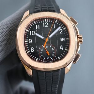 ZF 5968A-001 Motre Olun Lüks Lüks Saat Tasarımcısı Saatler 42mm Kronograf Mekanik Hareket Çelik Relojes Kasa Kauçuk Kayış Erkekler Saatler Su Geçirmez