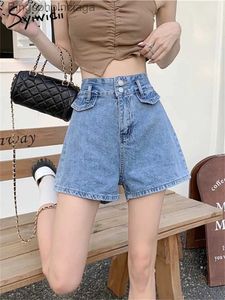 Kvinnors shorts Syiwidii ​​Denim Shorts for Women 2 Button 2024 Spring Summer Ny Vintage High midja Shorts Casual Loose Wide Leg A Line Shortsl231222