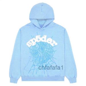 Spaccate con cappuccio per ragno maschile 2023 Sky Blue Sp5der Men Women 1 Hip Hop Young Thug SP5ider Hoodies World World 555555 Print Pullover RCJT001 9GSP Reik