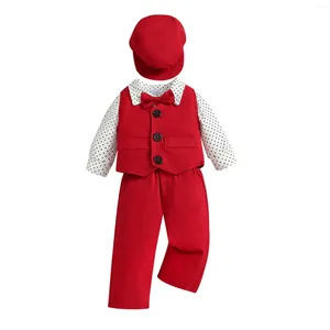 Clothing Sets Toddler Kids Boys Gentleman's Dress Costume 4PCS Shirts Vest Pants Hat Child Baby Outfits 0 2 Boy Clothes Set For Big