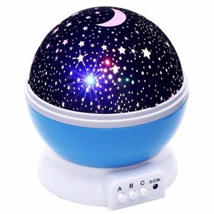 LED Rotating Star Projector Nowatorskie oświetlenie Księżyc Niebo Rotacja Dzieci dziecięce Nocne Nocne Bateria Bateria Awaryjna lampka USB240K