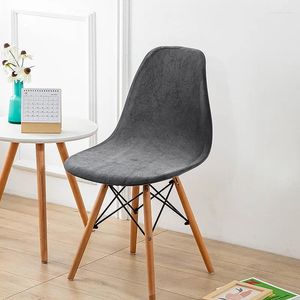 Stol täcker minimalistisk fast färg elastisk täckning med plysch och förtjockad silverpäls modern skal accent